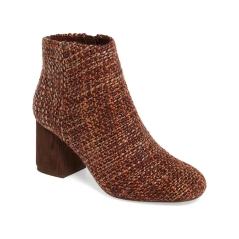 Seychelles Audition Tweed Block Heel Bootie in Whiskey